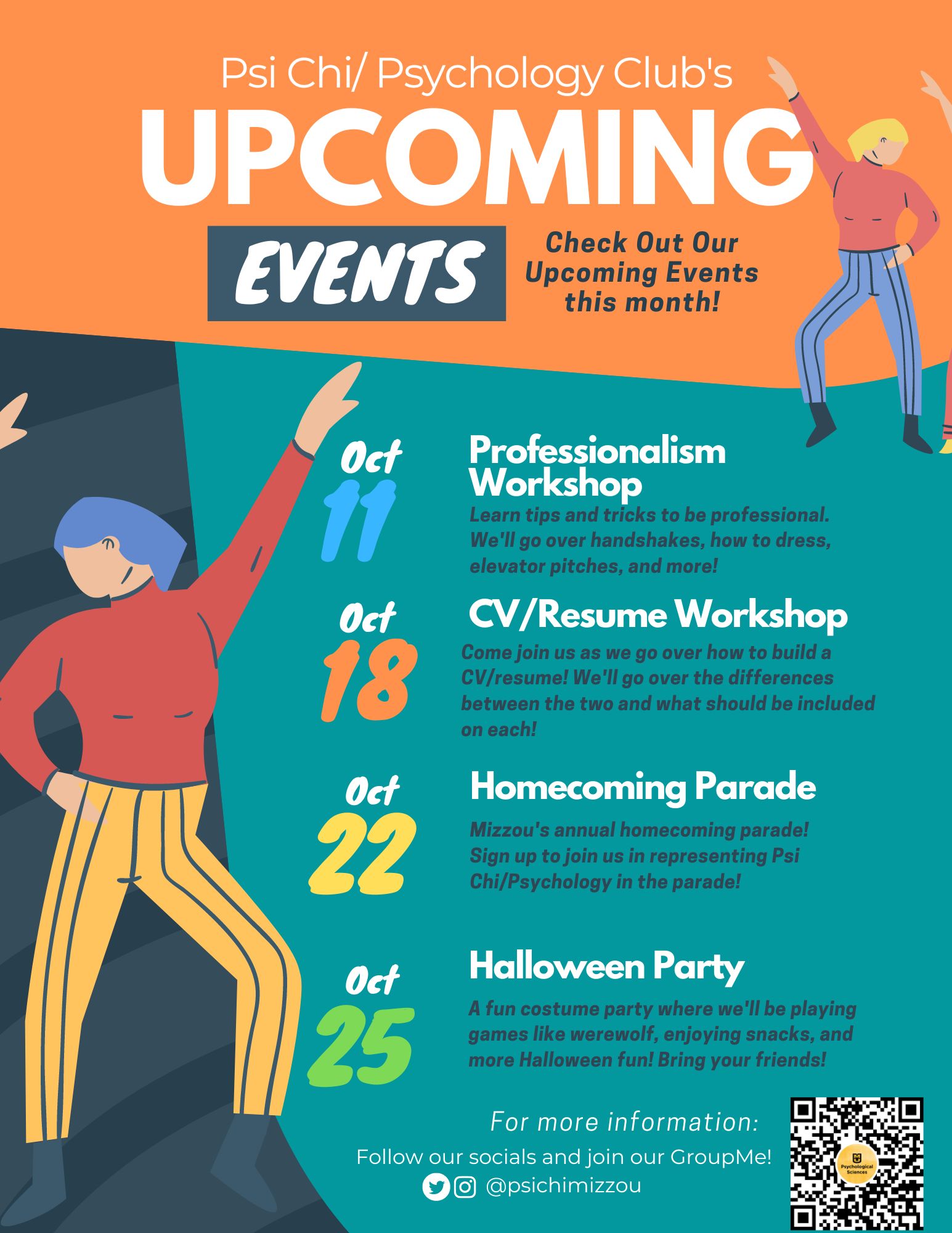 Flyer for Psych Club Events in October